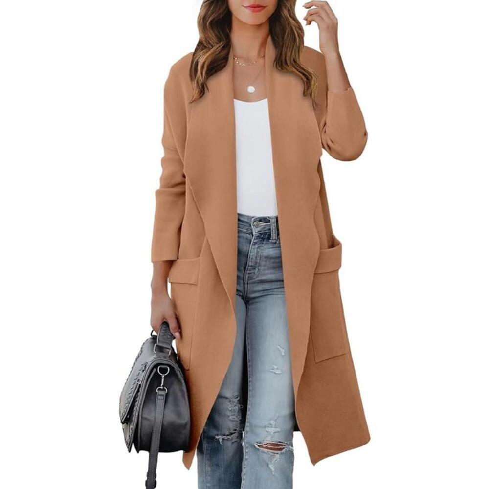 ANRABESS Women's Cardigans Sweater Casual Lapel Open Front Knit Warm Wool Coat